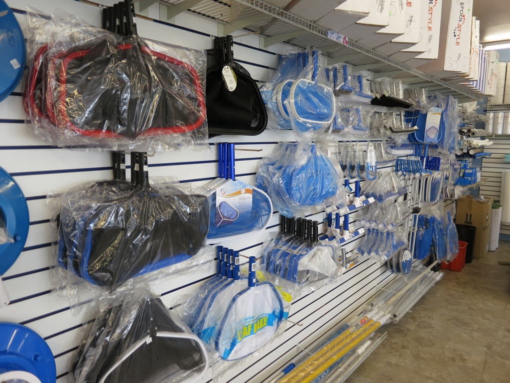 Pool equipment and supplies display